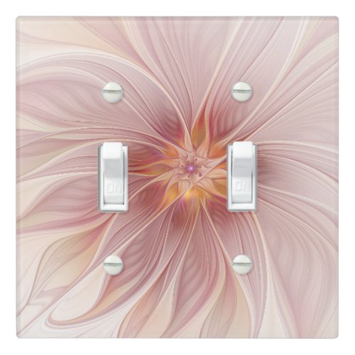 Soft Pink Floral Dream Abstract Fractal Art Flower Light Switch Cover