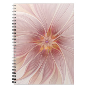 Soft Pink Floral Dream Abstract Fractal Art Flower Notebook