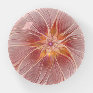Soft Pink Floral Dream Abstract Fractal Art Flower Paperweight