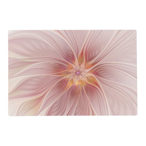 Soft Pink Floral Dream Abstract Fractal Art Flower Placemat