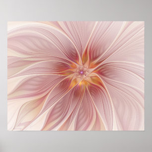 Soft Pink Floral Dream Abstract Fractal Art Flower Poster
