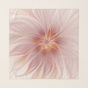 Soft Pink Floral Dream Abstract Fractal Art Flower Scarf