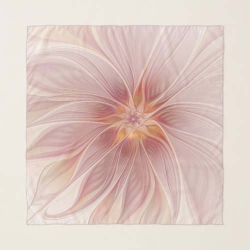 Soft Pink Floral Dream Abstract Fractal Art Flower Scarf