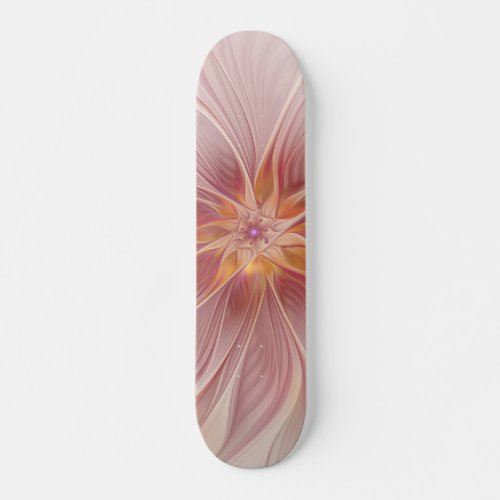 Soft Pink Floral Dream Abstract Fractal Art Flower Skateboard Deck