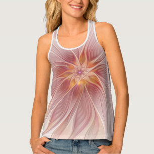 Soft Pink Floral Dream Abstract Fractal Art Flower Tank Top