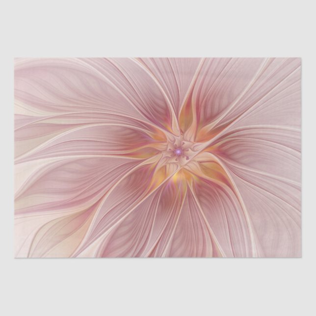 Soft Pink Floral Dream Abstract Fractal Art Flower Tissue Paper (Front)