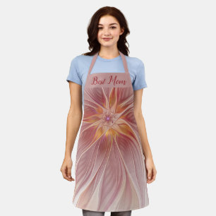 Soft Pink Floral Dream Abstract Fractal Best Mom Apron