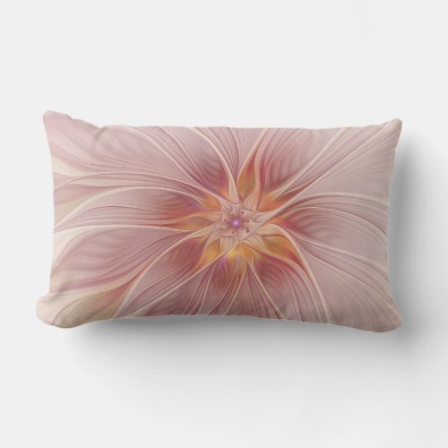 Soft Pink Floral Dream Abstract Modern Flower Lumbar Pillow