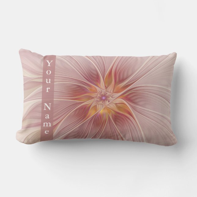 Soft Pink Floral Dream Abstract Modern Flower Name Lumbar Pillow (Front)