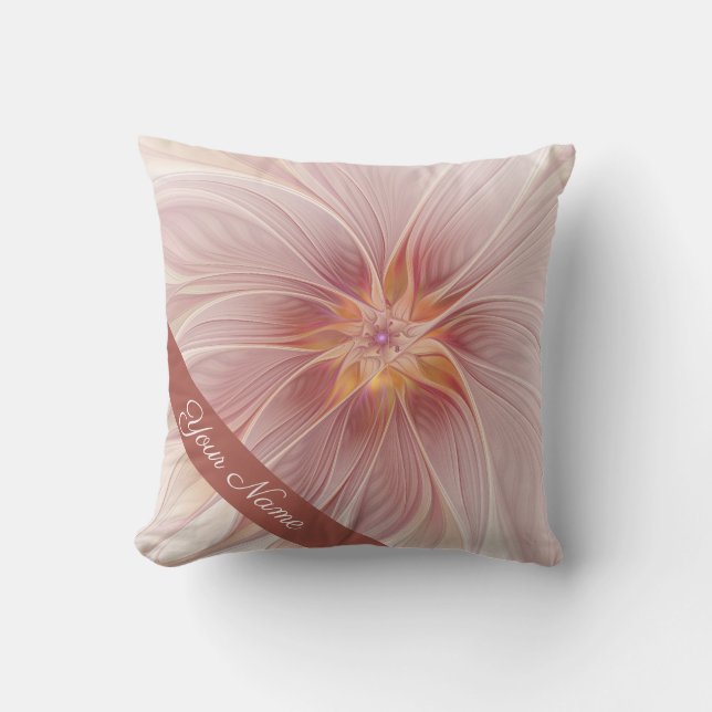 Soft Pink Floral Dream Abstract Modern Flower Name Throw Pillow (Front)