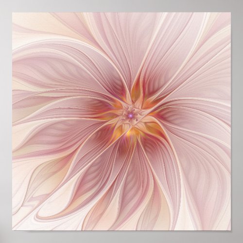 Soft Pink Floral Dream Abstract Modern Flower Poster