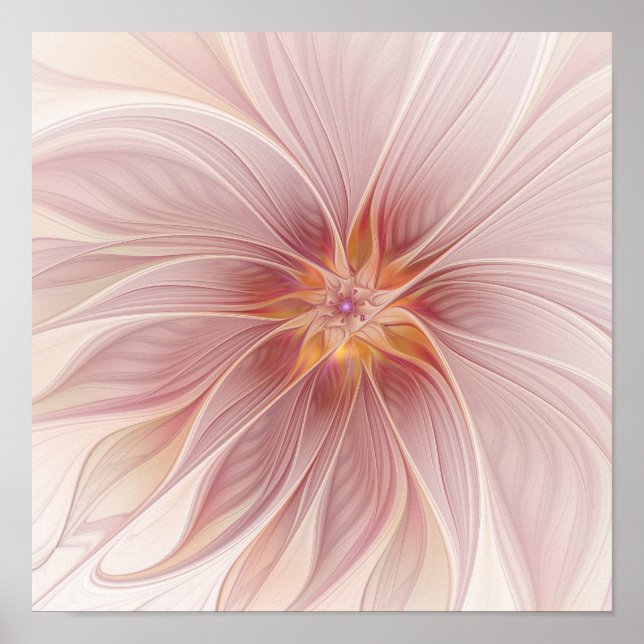 Soft Pink Floral Dream Abstract Modern Flower Poster (Front)