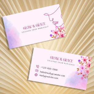 Soft Pink Floral Elegant Hair Stylist Design Business Card