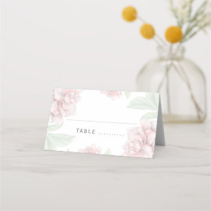 Soft Pink Floral Elegant White Garden Wedding Place Card