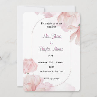 Soft Pink Floral Frame Invitation