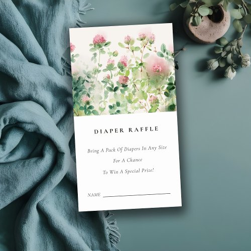 Soft Pink Floral Garden Diaper Raffle Baby Shower Enclosure Card