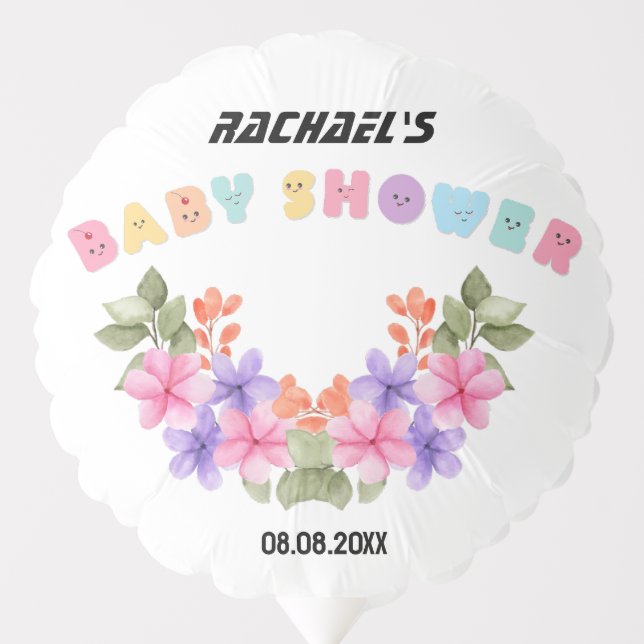 Soft Pink Floral Girl Baby Shower Balloon (Front)