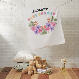Soft Pink Floral Girl Baby Shower Blanket