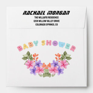  Soft Pink Floral Girl Baby Shower     Envelope