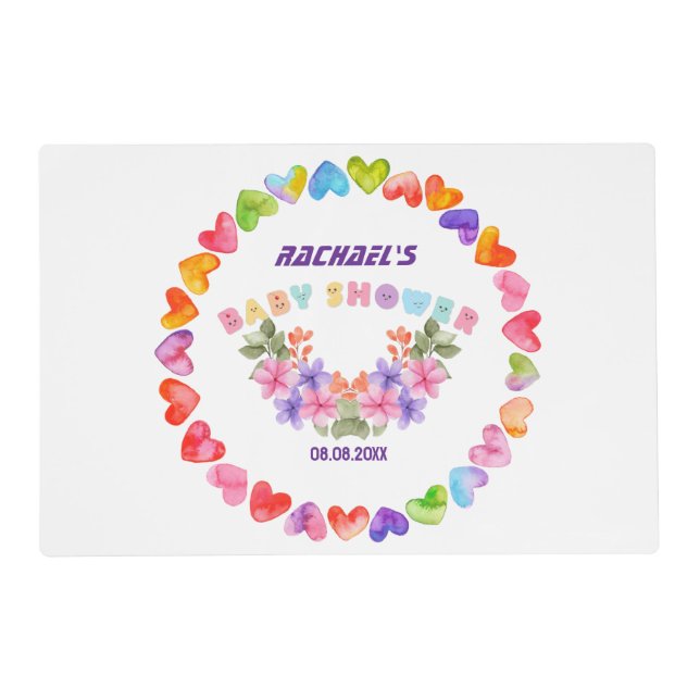 Soft Pink Floral Girl Baby Shower  Placemat (Front)