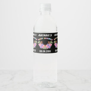 Soft Pink Floral Girl Baby Shower Water Bottle Label