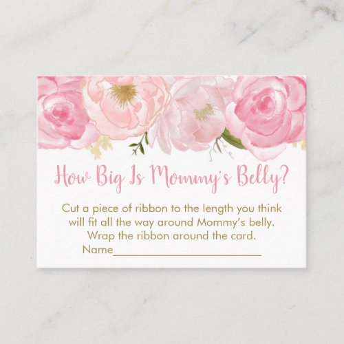 Soft Pink Floral How Big Is Mommys Belly Game Place Card