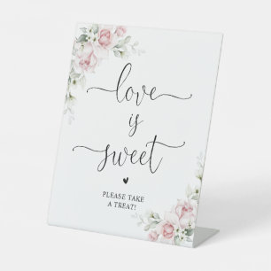 Soft Pink Floral Love Is Sweet Sign