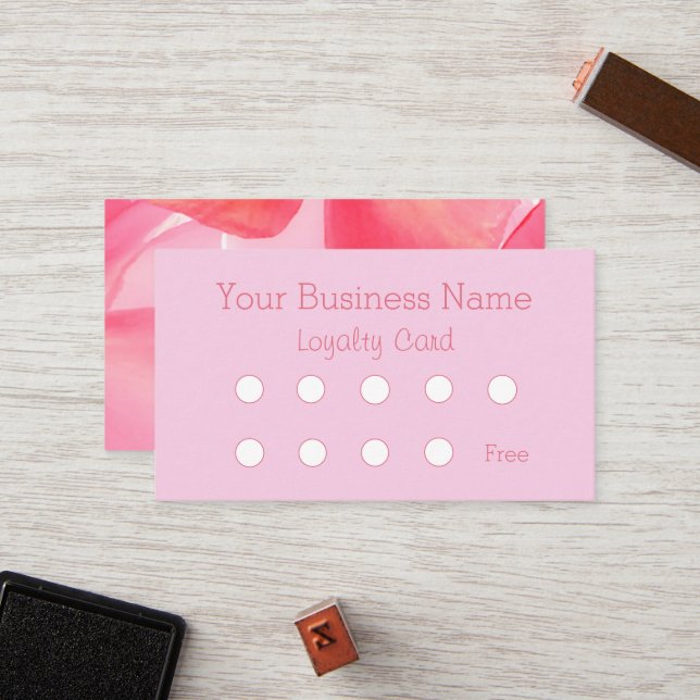 Soft Pink Floral  Loyalty Card (Front/Back In Situ)