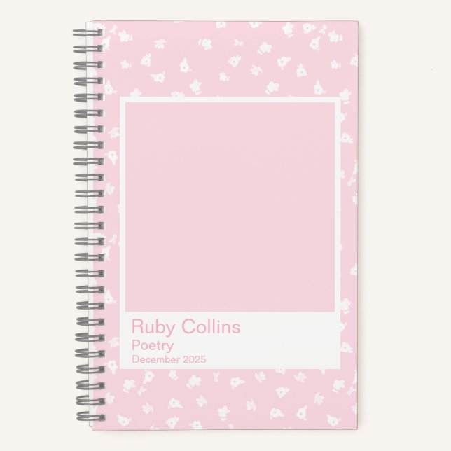 Soft Pink Floral Minimal Ditsy Notebook (Front)
