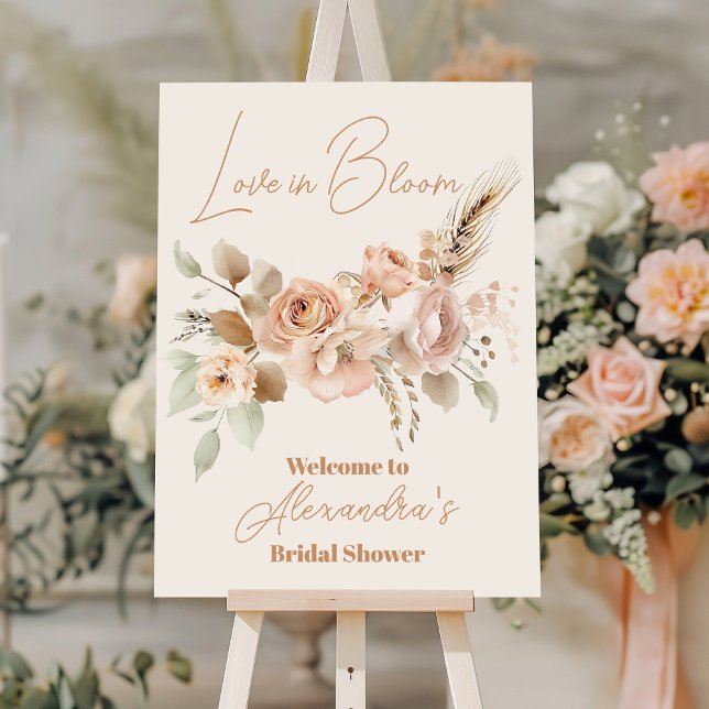 Soft Pink Floral Pampas Grass Bridal Shower  Foam Board (Creator Uploaded)
