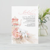 Soft Pink Floral Pampas Grass Bridal Shower Tea Invitation (Standing Front)