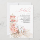 Soft Pink Floral Pampas Grass Bridal Shower Tea Invitation (Front)