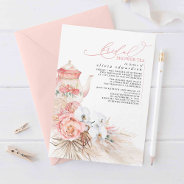 Soft Pink Floral Pampas Grass Bridal Shower Tea Invitation at Zazzle