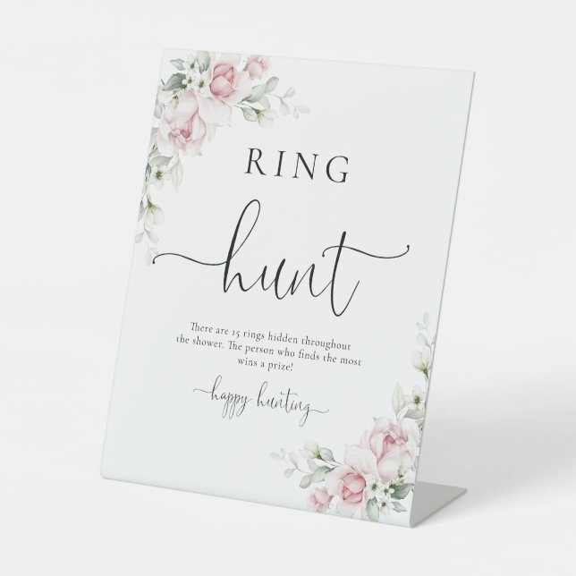 Soft Pink Floral Ring Hunt Sign (Front)