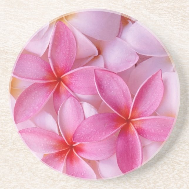 Soft Pink Floral Sandstone Coaster (Front)