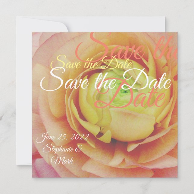 Soft Pink Floral Save the Date Cards  (Front)