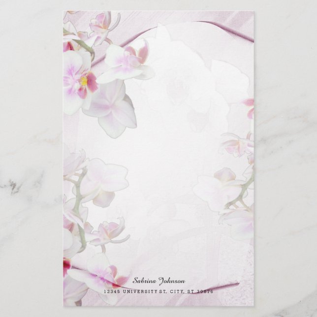Soft Pink Floral Stationery (Front)