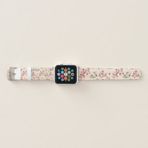 Soft Pink Floral Stripe Pattern Apple Watch Band