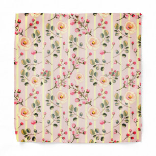 Soft Pink Floral Stripe Pattern Bandana