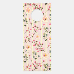 Soft Pink Floral Stripe Pattern Door Hanger