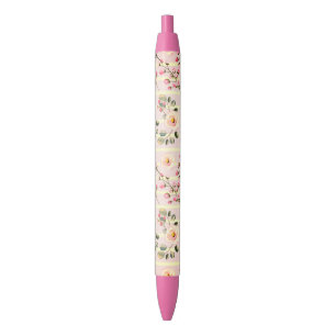 Soft Pink Floral Stripe Pattern Pen