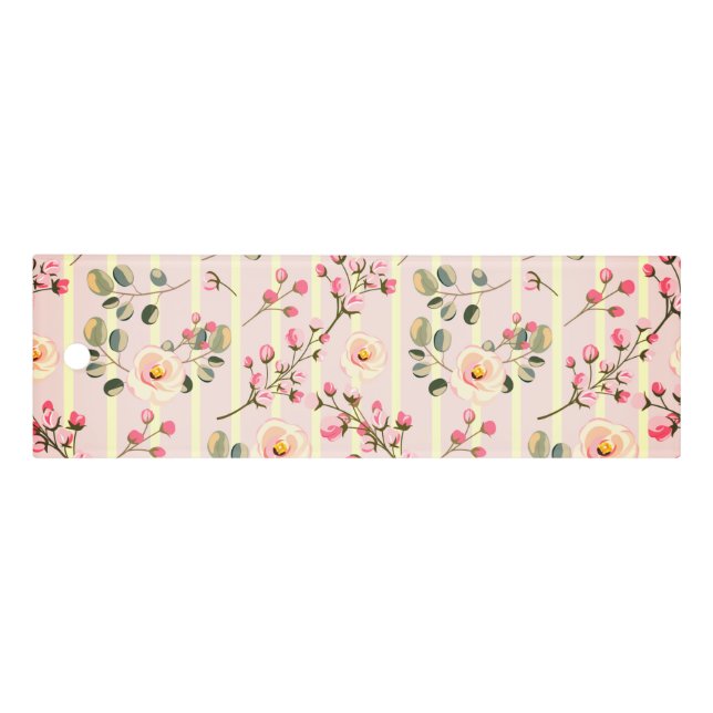 Soft Pink Floral Stripe Pattern Ruler (Front)