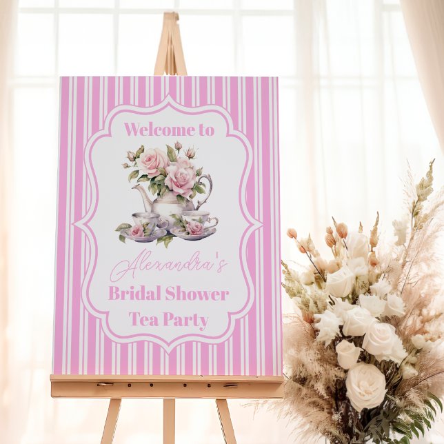 Soft Pink Floral Tea Bridal Shower  Foam Board (Creator Uploaded)