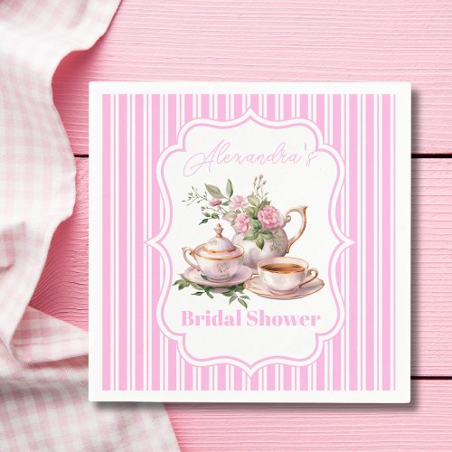 Soft Pink Floral Tea Bridal Shower  Napkins