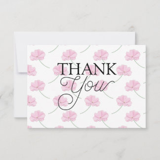 Soft Pink Floral Thank You Card