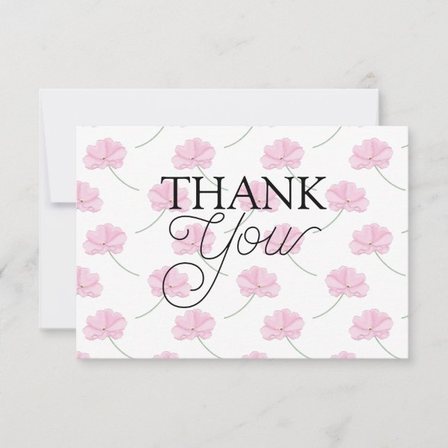 Soft Pink Floral Thank You Card (Front)