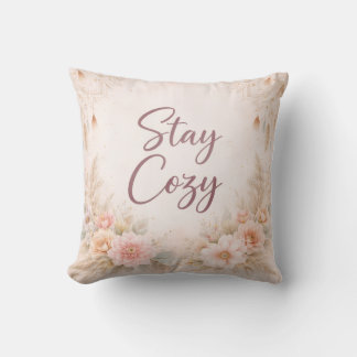 Soft Pink Floral Throw Pillow Cover 