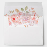 Soft Pink Floral Watercolor Wedding Envelope