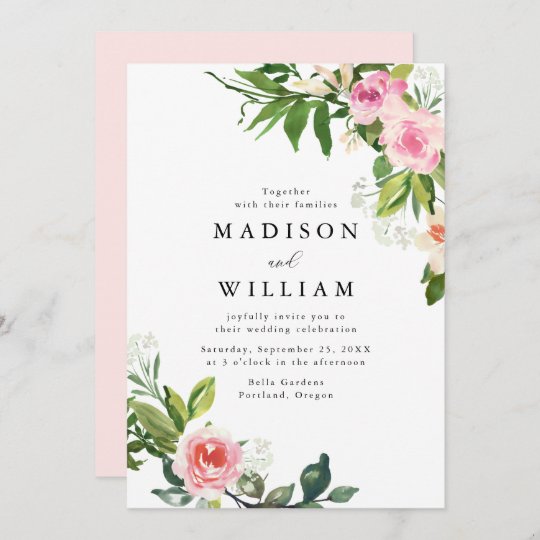 Soft Pink Floral Wedding Invitation | Zazzle.com