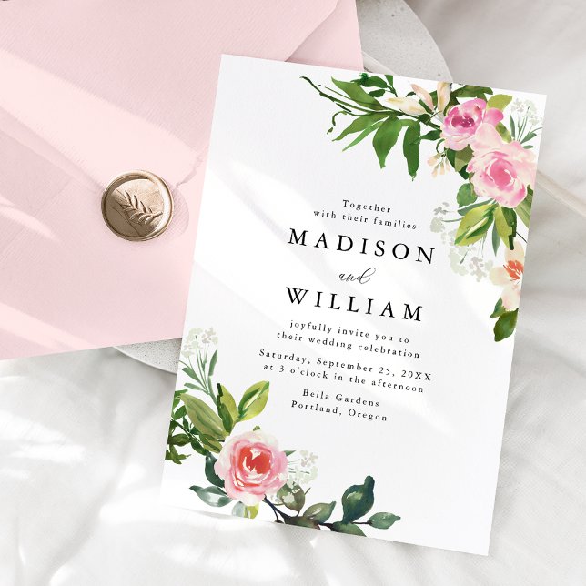 Soft Pink Floral Wedding Invitation (Creator Uploaded)
